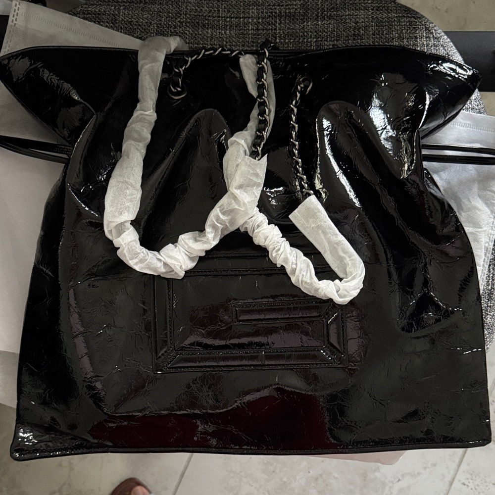 Elegant Black Patent Leather Tote Bag